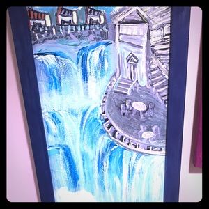 Orig acrylic painting distressed  wood framed